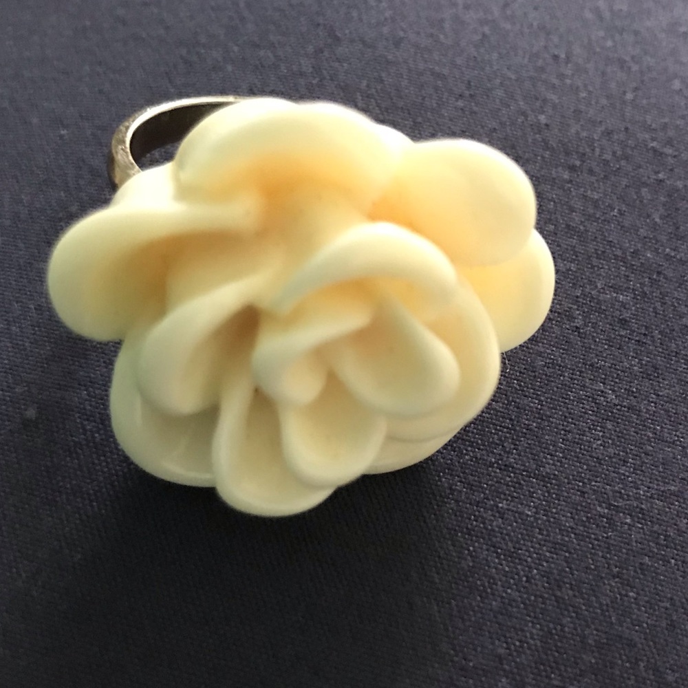 Faux ivory rose fashion ring
